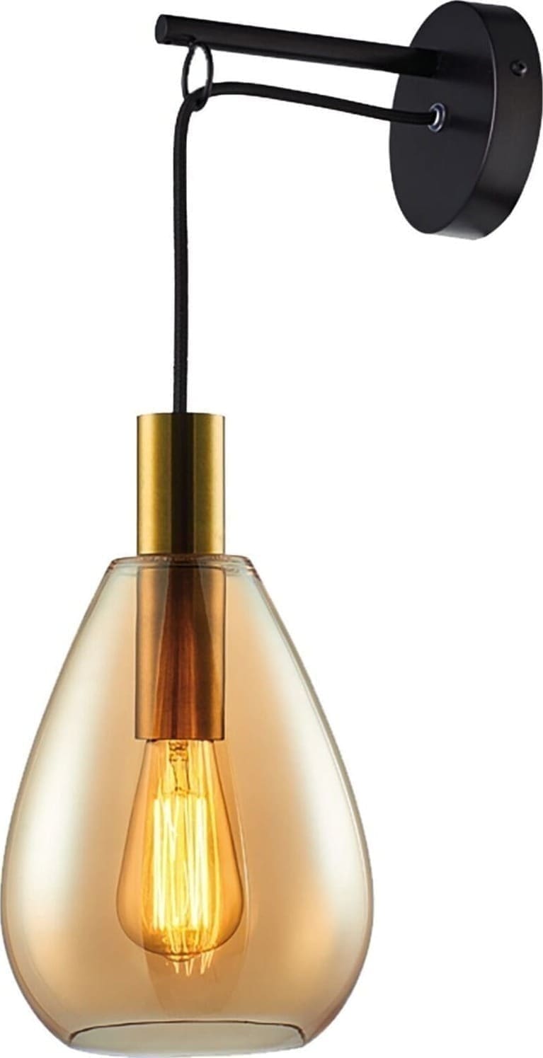 Pronto Wonen Wandlamp Felinio amber glas 1-lichts hangend Transparant Woonaccessoire