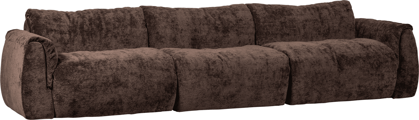 WOOOD Baggy 3-zitsbank 3d chenille donkerbruin Bruin