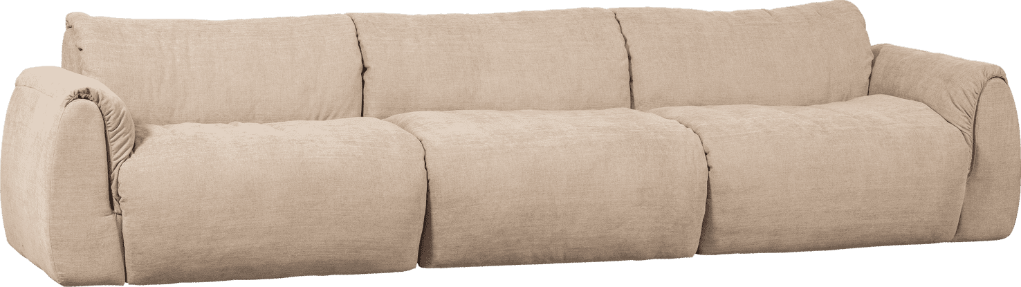 WOOOD Baggy 3-zitsbank geweven chenille zand Beige|Bruin
