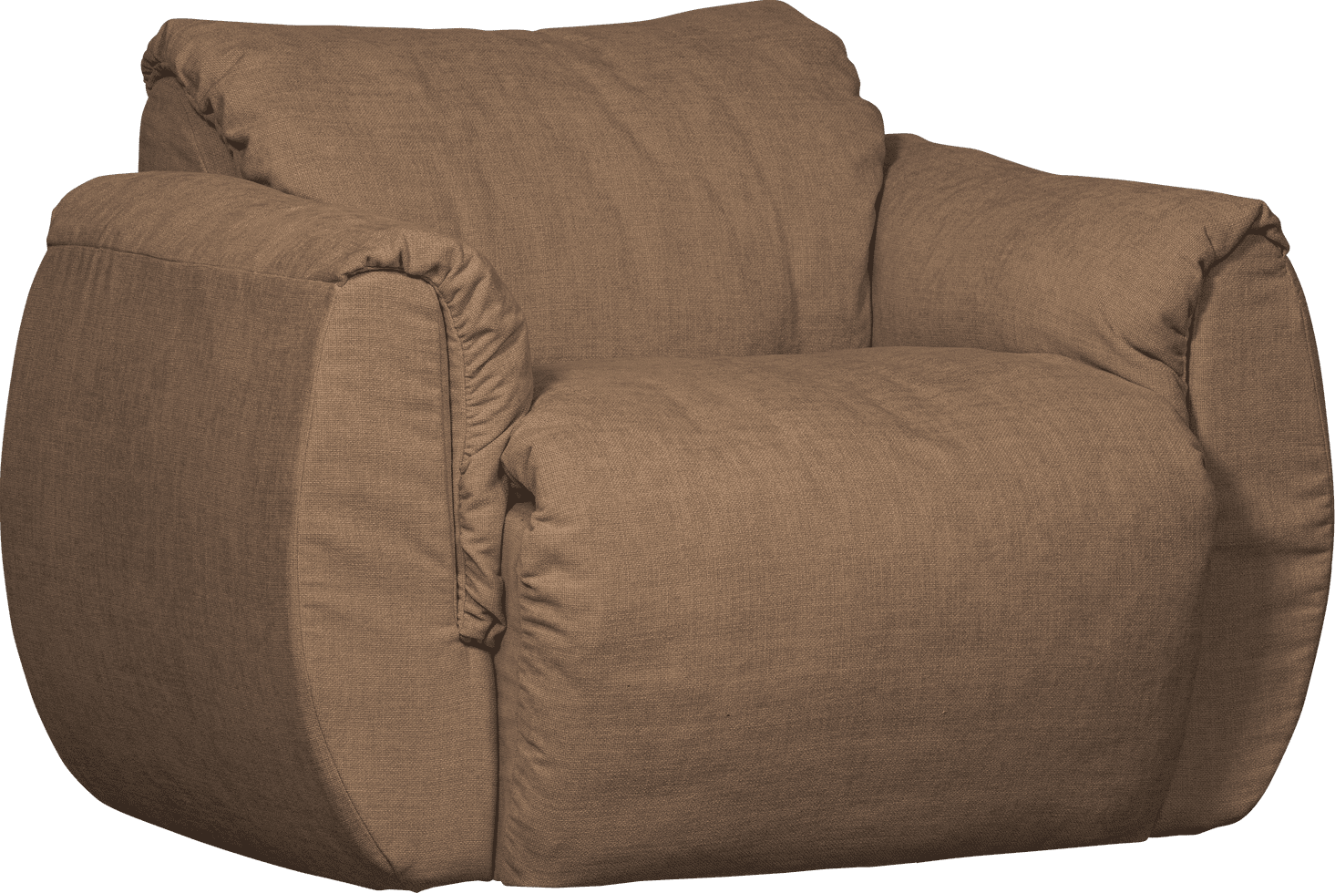 WOOOD Baggy draaifauteuil geweven chenille bruin Bruin Draaifauteuil