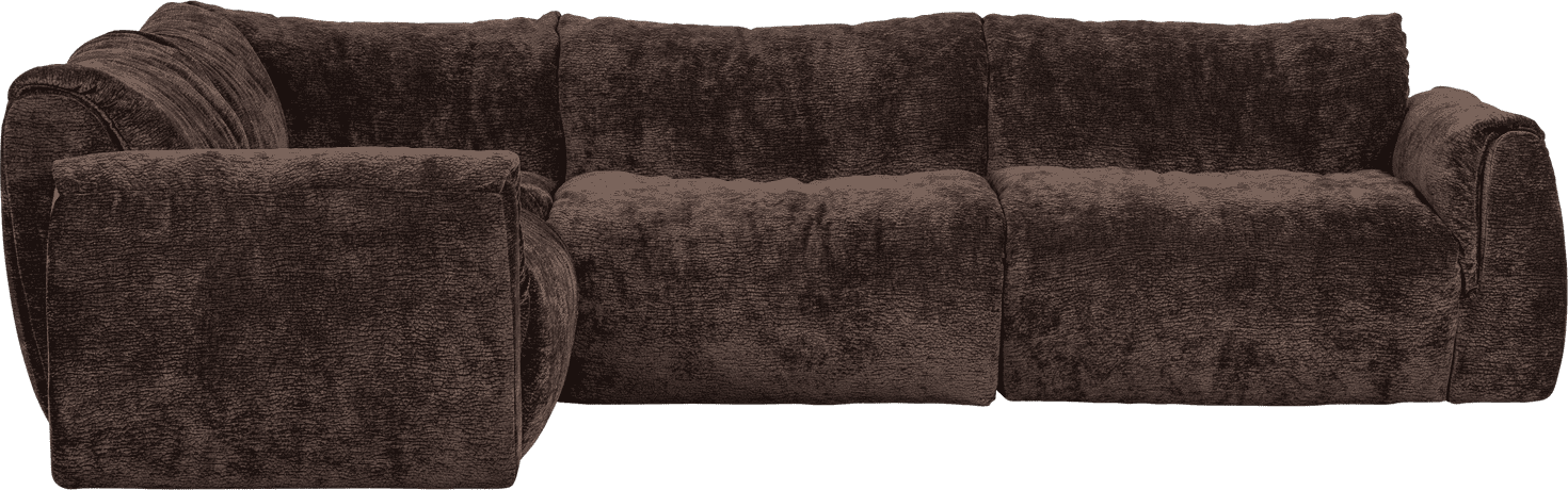 WOOOD Baggy hoekbank links 3d chenille donkerbruin Bruin Hoekbank