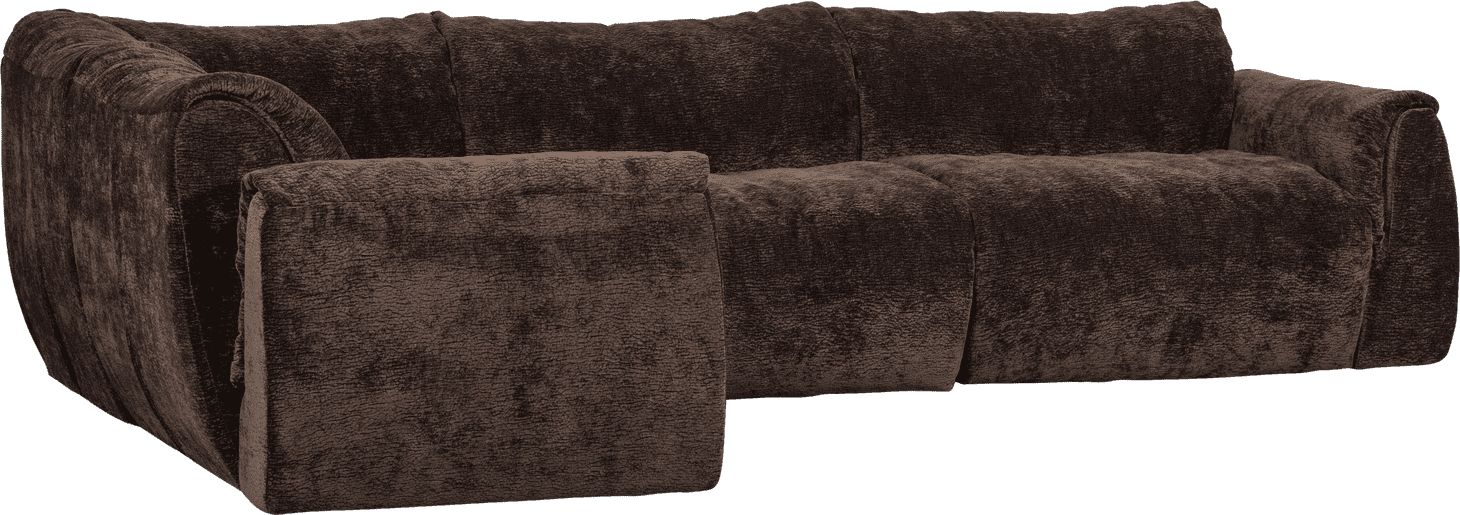 WOOOD Baggy hoekbank links 3d chenille donkerbruin Bruin Hoekbank