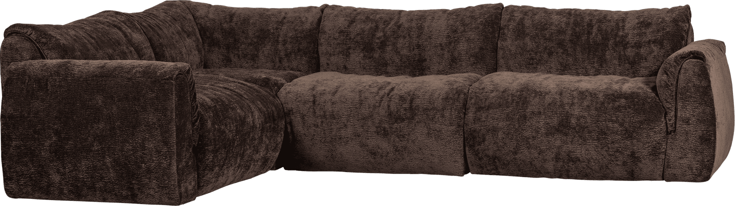 WOOOD Baggy hoekbank links 3d chenille donkerbruin Bruin Hoekbank