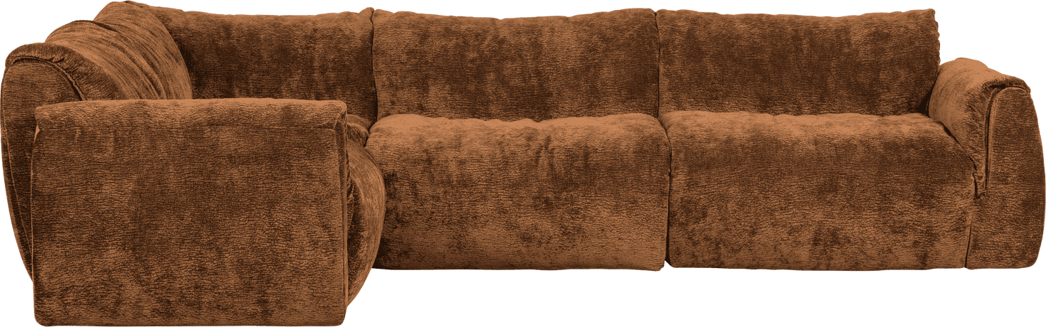 WOOOD Baggy hoekbank links 3d chenille middenbruin Bruin Hoekbank