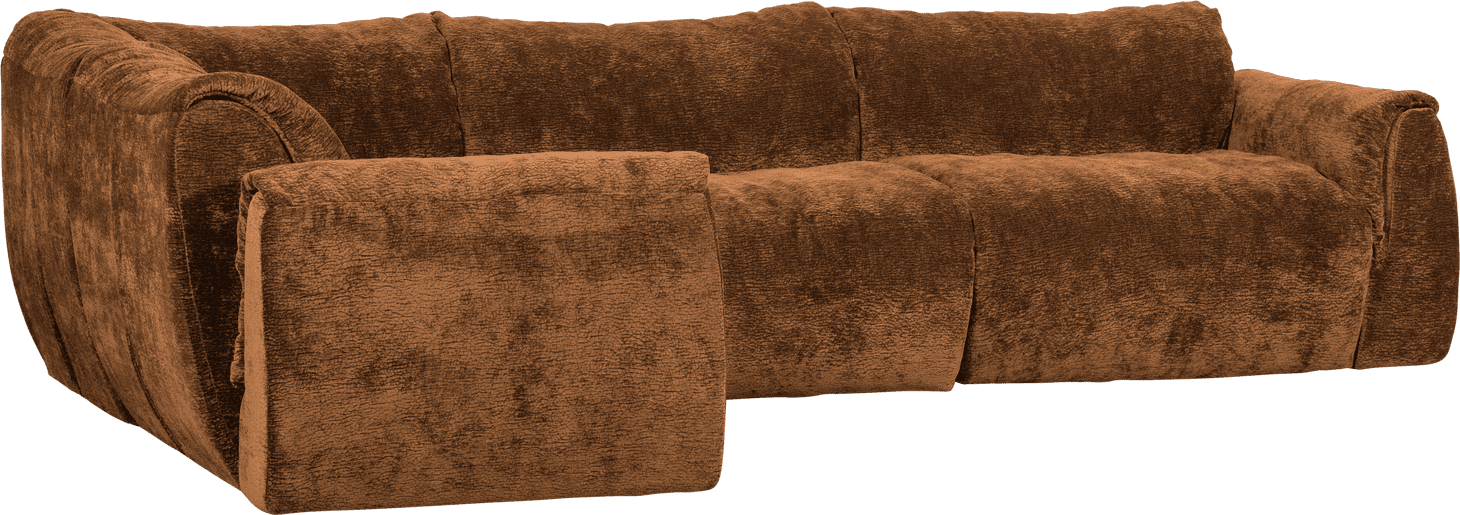 WOOOD Baggy hoekbank links 3d chenille middenbruin Bruin Hoekbank