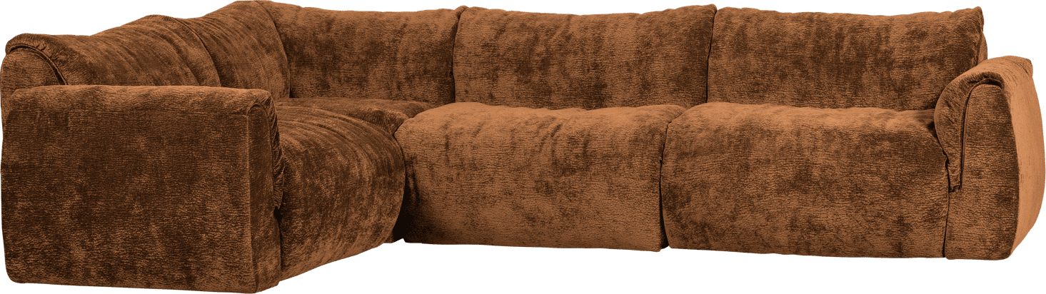 WOOOD Baggy hoekbank links 3d chenille middenbruin Bruin Hoekbank