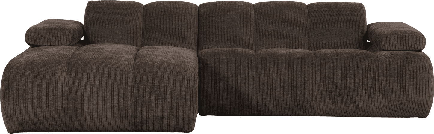 WOOOD Mojo chaise longue links geweven ribstof bruin Bruin Hoekbank