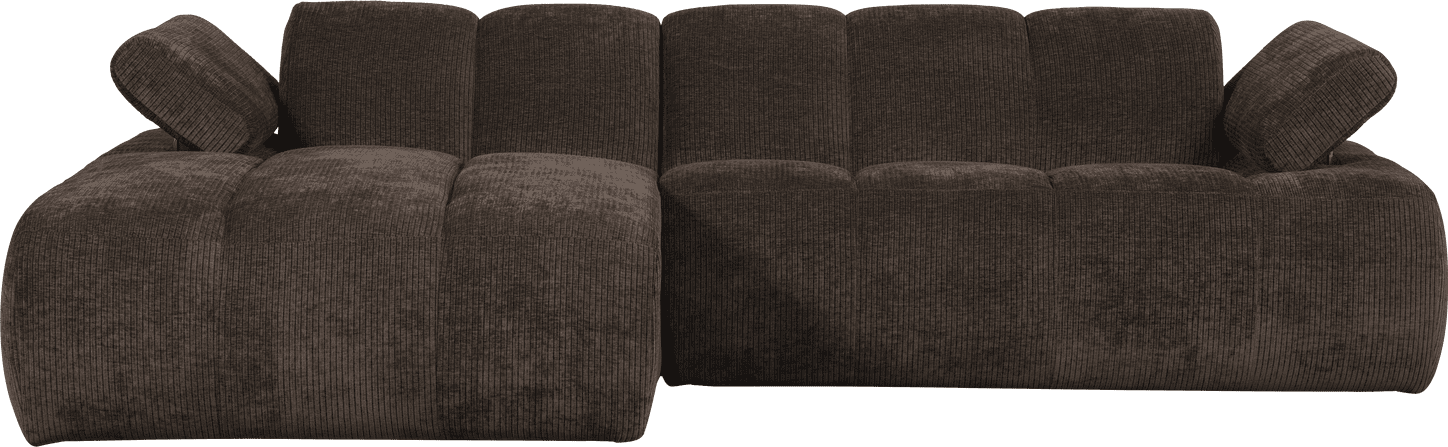 WOOOD Mojo chaise longue links geweven ribstof bruin Bruin Hoekbank