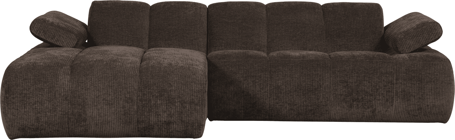 WOOOD Mojo chaise longue links geweven ribstof bruin Bruin Hoekbank