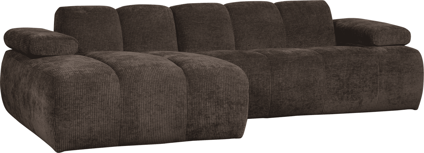WOOOD Mojo chaise longue links geweven ribstof bruin Bruin Hoekbank