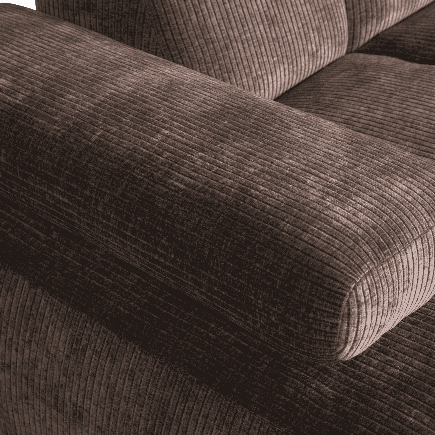 WOOOD Mojo chaise longue links geweven ribstof bruin Bruin Hoekbank