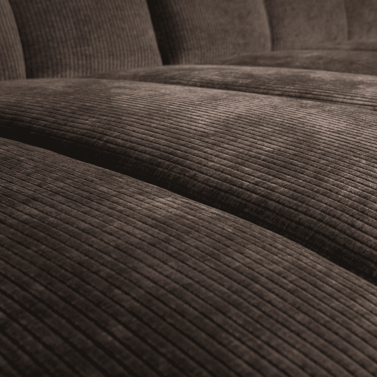 WOOOD Mojo chaise longue links geweven ribstof bruin Bruin Hoekbank