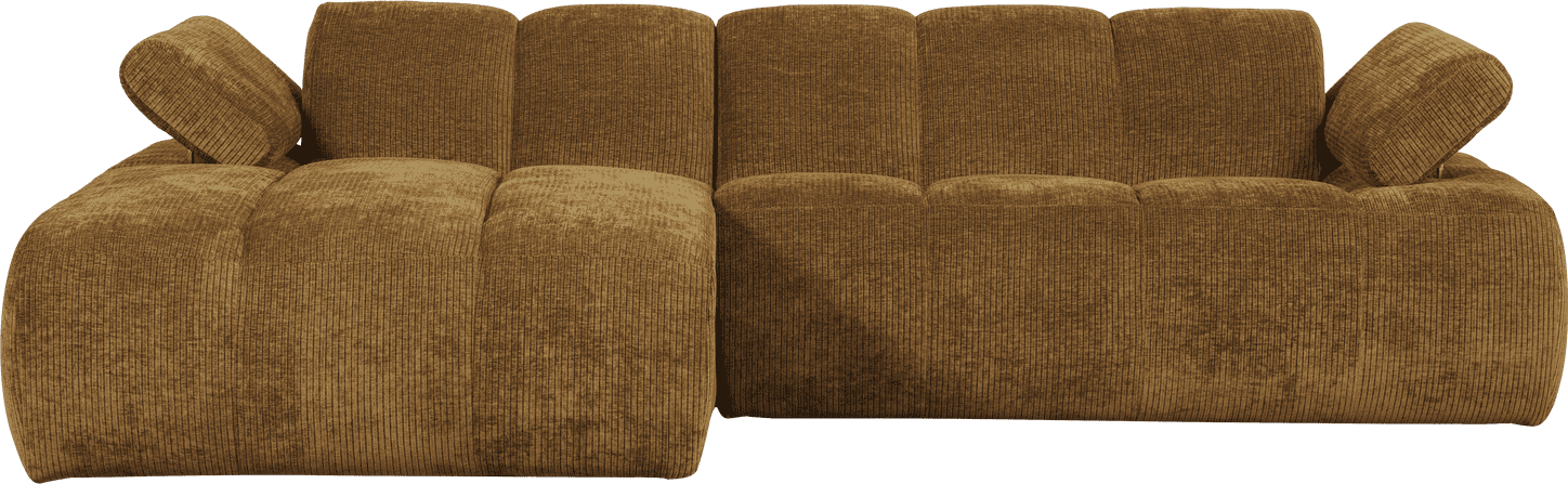 WOOOD Mojo chaise longue links geweven ribstof honinggeel Bruin Hoekbank