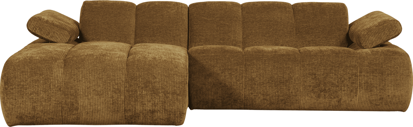 WOOOD Mojo chaise longue links geweven ribstof honinggeel Bruin Hoekbank