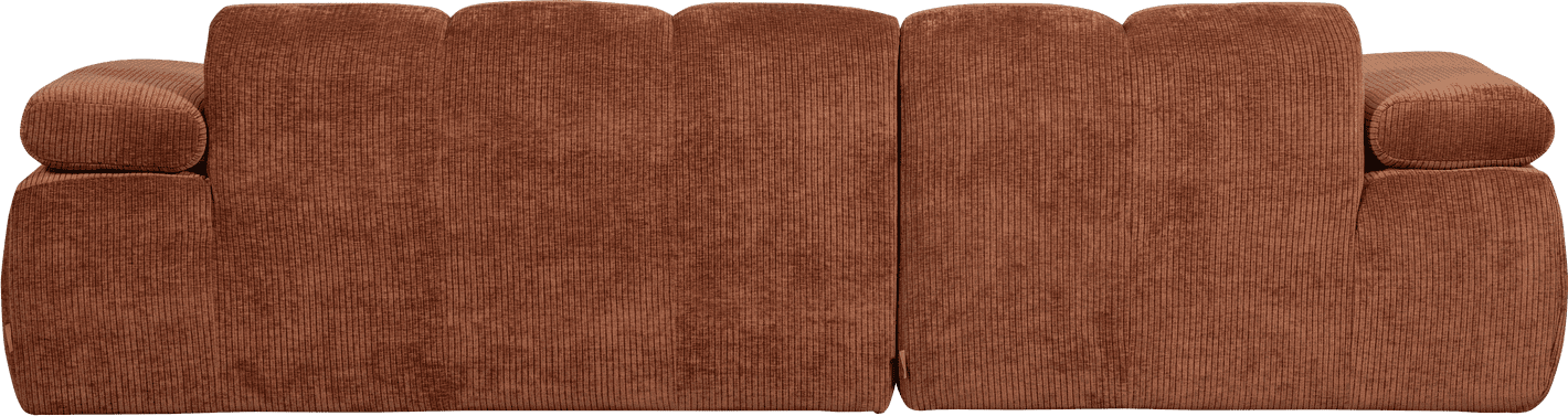 WOOOD Mojo chaise longue links geweven ribstof roestbruin Bruin Hoekbank