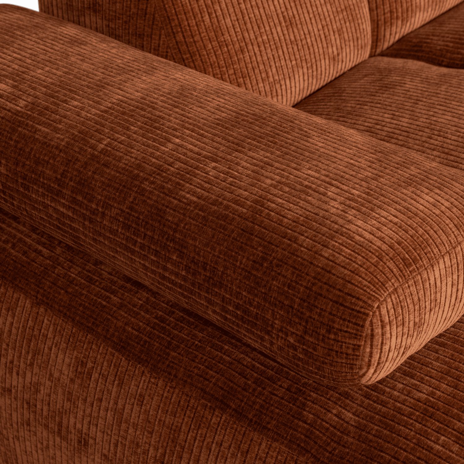 WOOOD Mojo chaise longue links geweven ribstof roestbruin Bruin Hoekbank