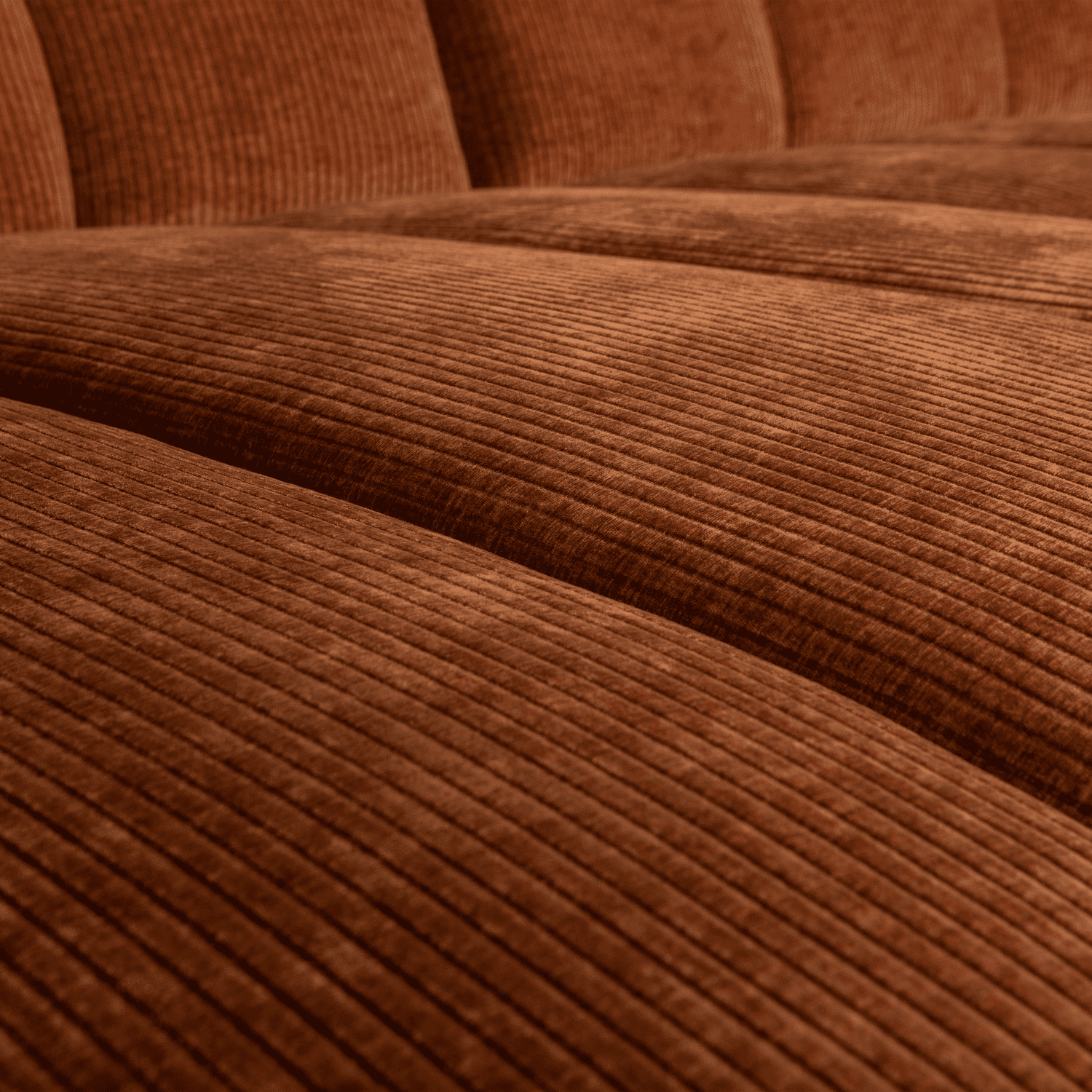 WOOOD Mojo chaise longue links geweven ribstof roestbruin Bruin Hoekbank