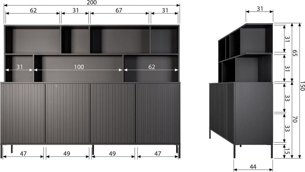 WOOOD New gravure opzetkast grenen dust Paars Bergkast|Kast