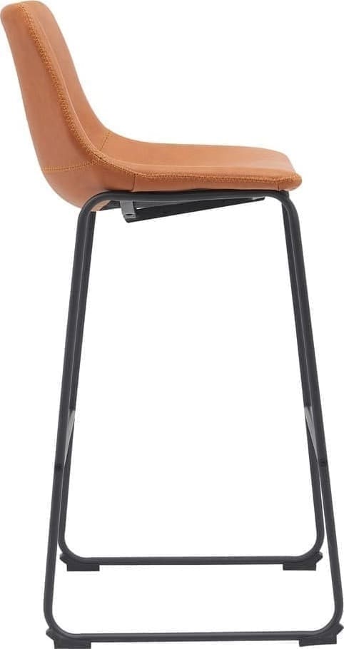 Barkruk Risto - Cognac - PU-Leder - Zithoogte 75 - Afbeelding 3