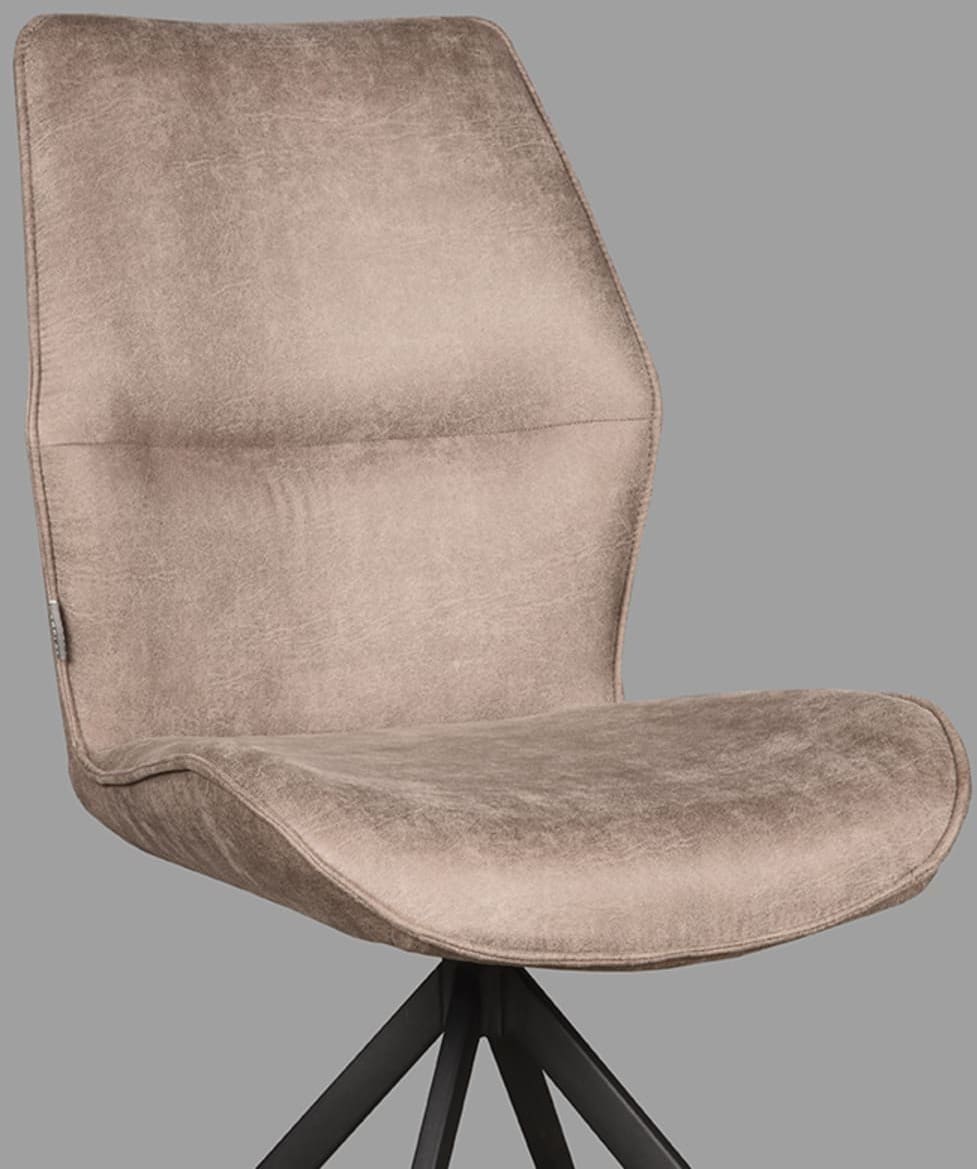 Eetkamerstoel Comfy - Taupe - Micro Suede - Zwart Onderstel - Afbeelding 5