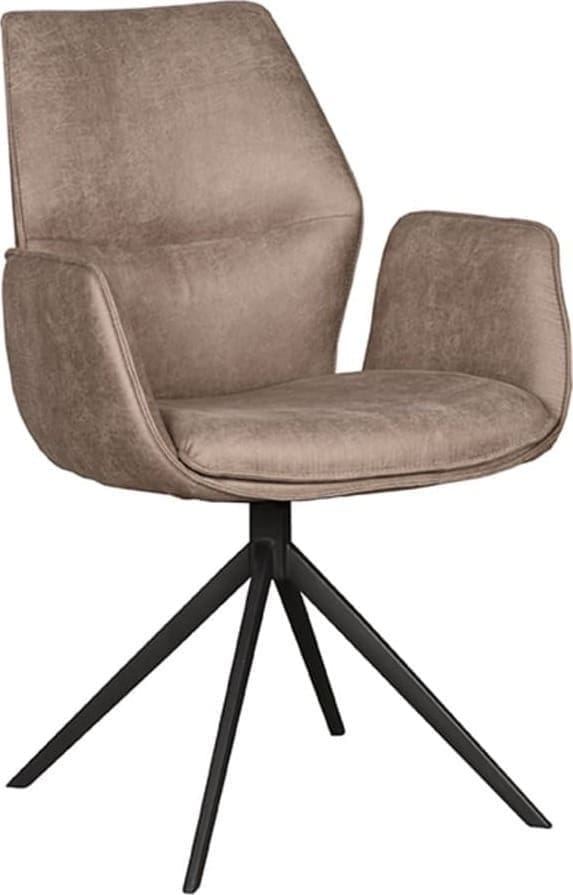 Eetkamerstoel Mellow - Taupe - Micro Suede - Zwart Onderstel - Afbeelding 3
