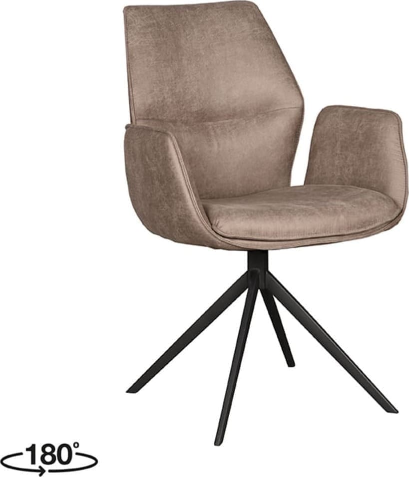 Eetkamerstoel Mellow - Taupe - Micro Suede - Zwart Onderstel - Afbeelding 2