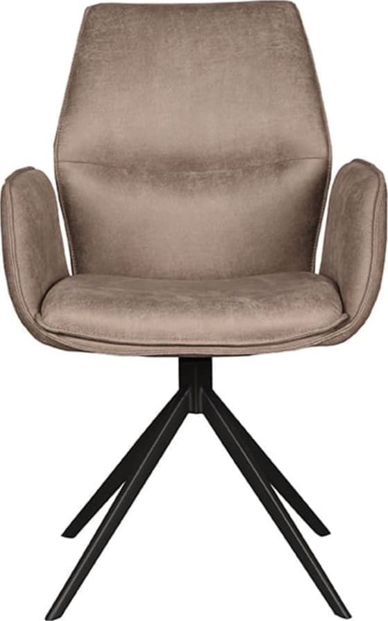 Eetkamerstoel Mellow - Taupe - Micro Suede - Zwart Onderstel - Afbeelding 4