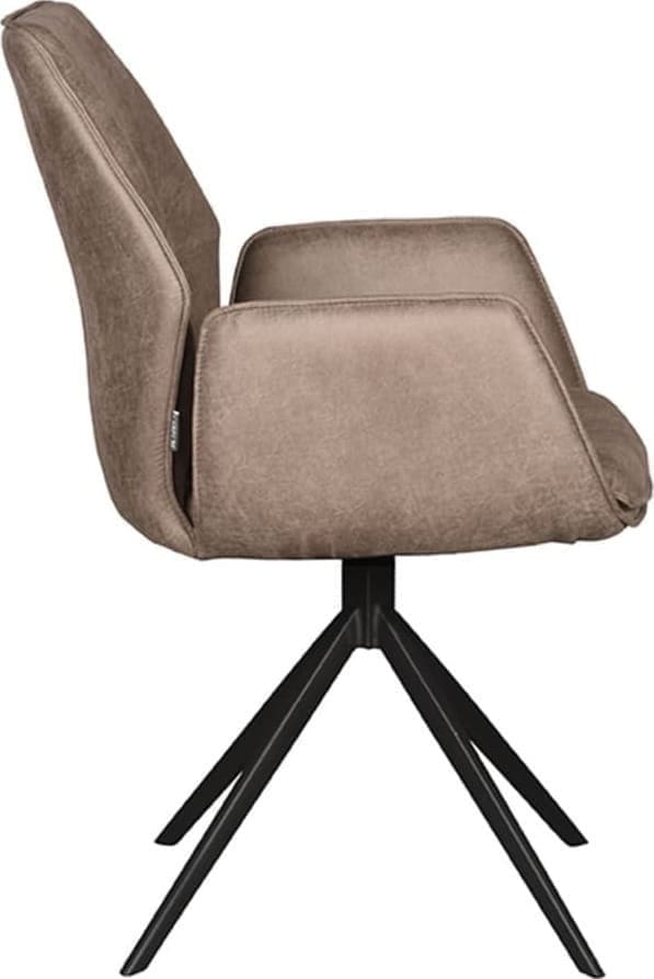 Eetkamerstoel Mellow - Taupe - Micro Suede - Zwart Onderstel - Afbeelding 5