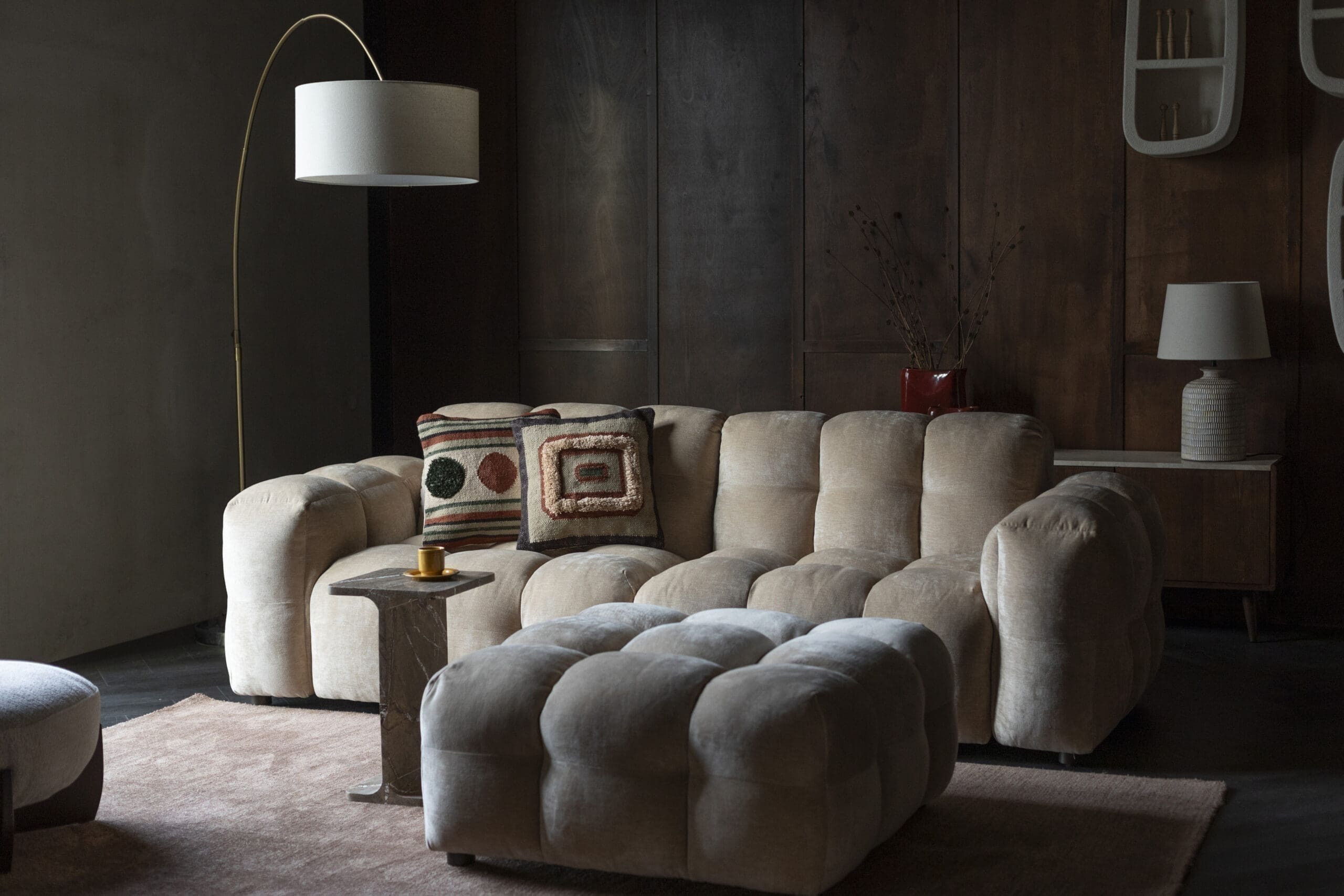 Bank Hackman 3-zitsbank Velours Beige - Afbeelding 2