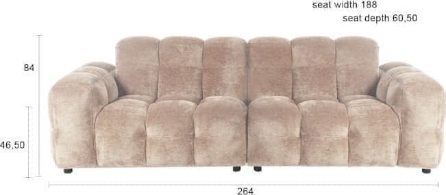 Bank Hackman 3-zitsbank Velours Beige - Afbeelding 3
