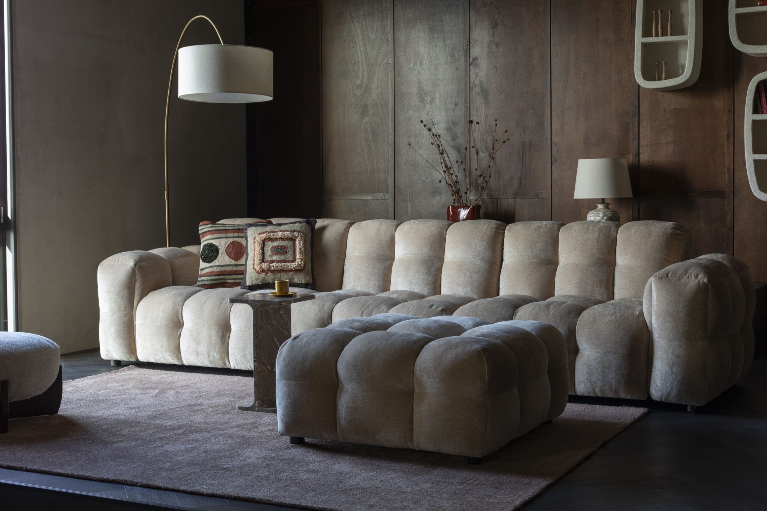 Bank Hackman 4,5-zitsbank Velours Beige - Afbeelding 2