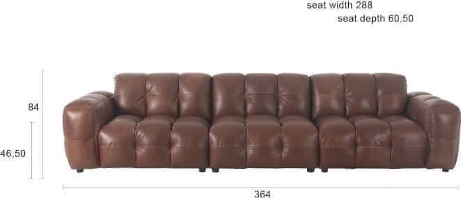 Bank Hackman 4,5-zitsbank Leather Chocolate - Afbeelding 3