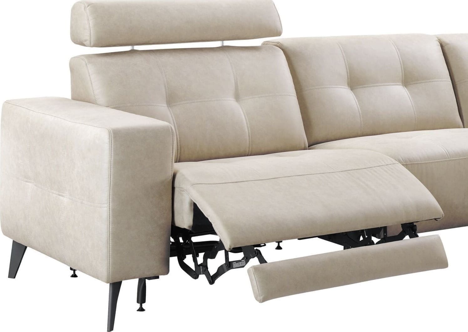 Hoekbank rechts Piorino pocketvering lichtgrijs relaxfunctie - Afbeelding 4