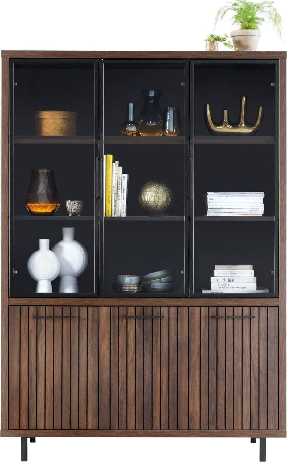 Vitrinekast Tenino 200x140x45 cm bruin - Afbeelding 3