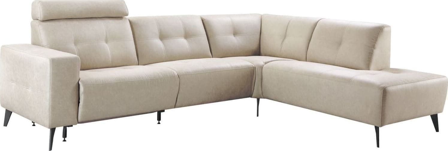 Hoekbank rechts Piorino pocketvering lichtgrijs relaxfunctie - Afbeelding 2