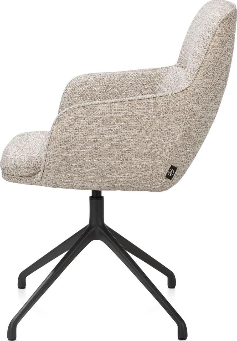 Mateo armstoel - draaibaar - zwart - creme - Afbeelding 3
