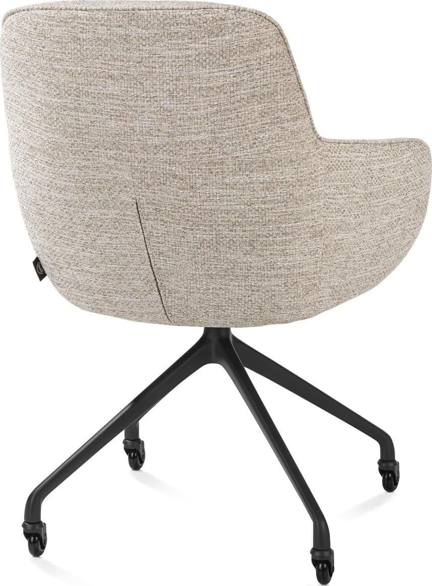 Mateo armstoel - wielen - rough off black - creme - Afbeelding 4
