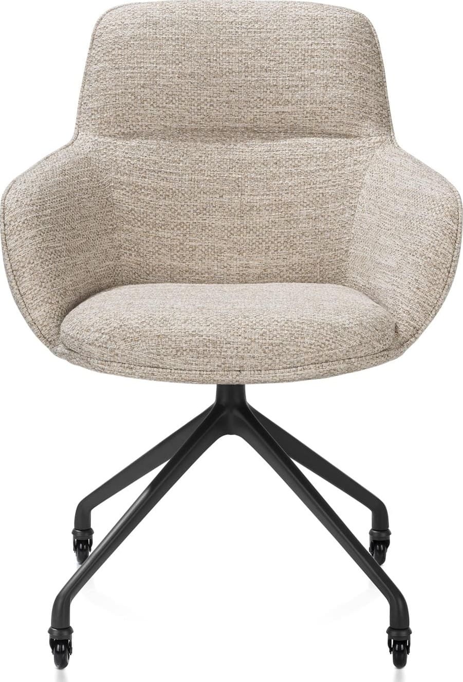 Mateo armstoel - wielen - rough off black - creme - Afbeelding 2