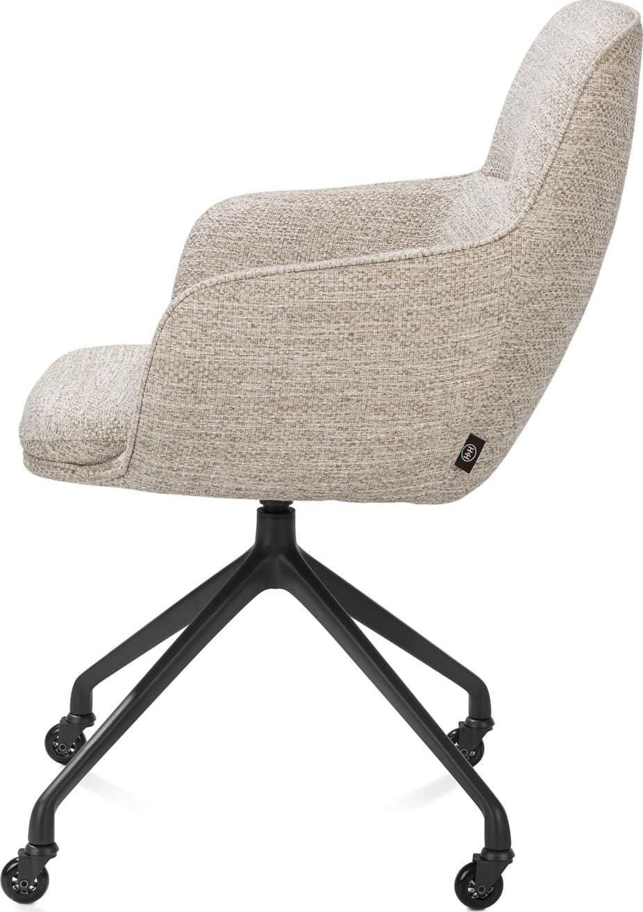 Mateo armstoel - wielen - rough off black - creme - Afbeelding 3