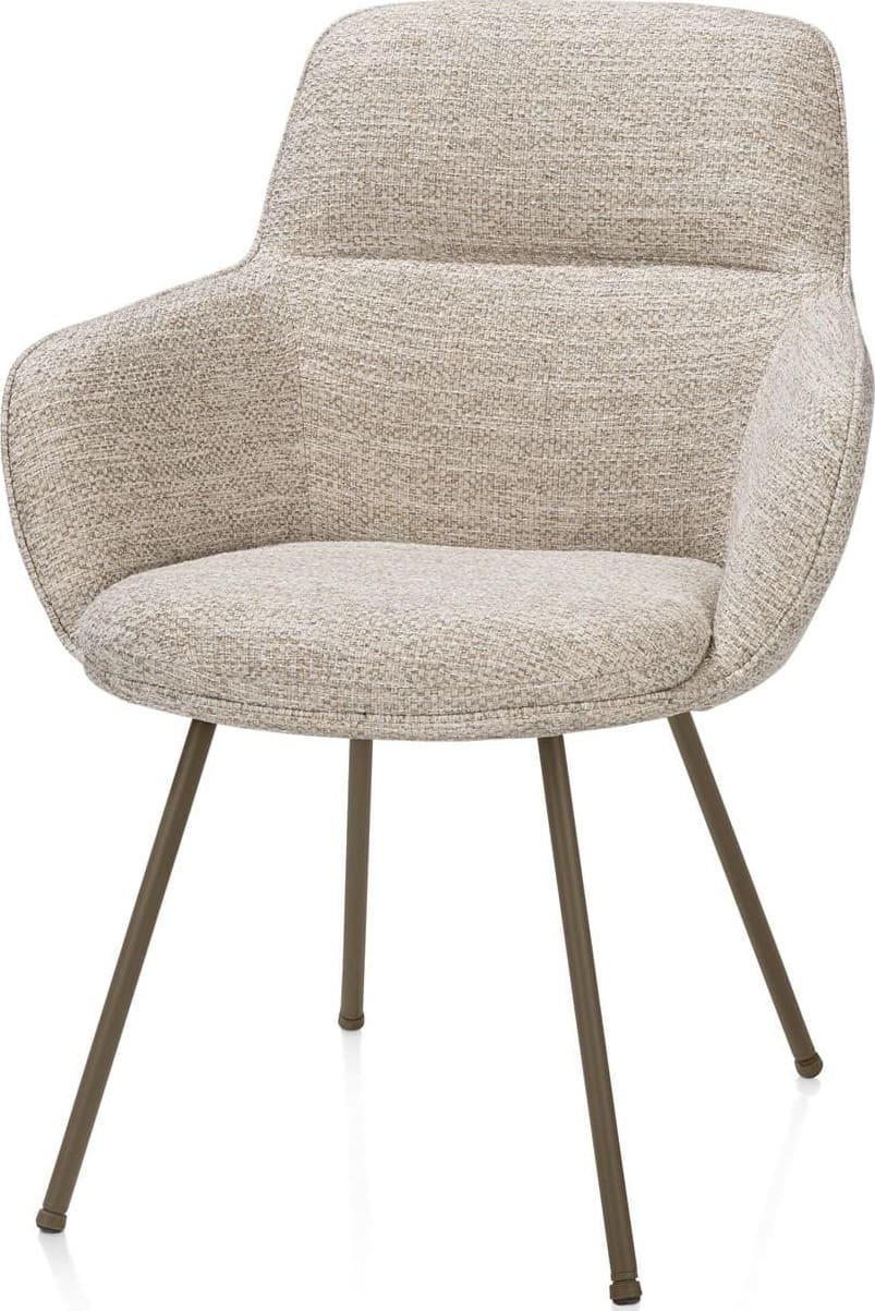 Mateo armstoel - 4-pootjes - steelbrown - creme