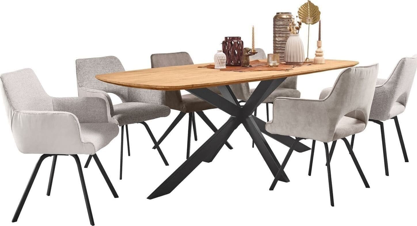 Eettafel Aska 260x110 cm Deens ovaal teak naturel brushed - Afbeelding 3