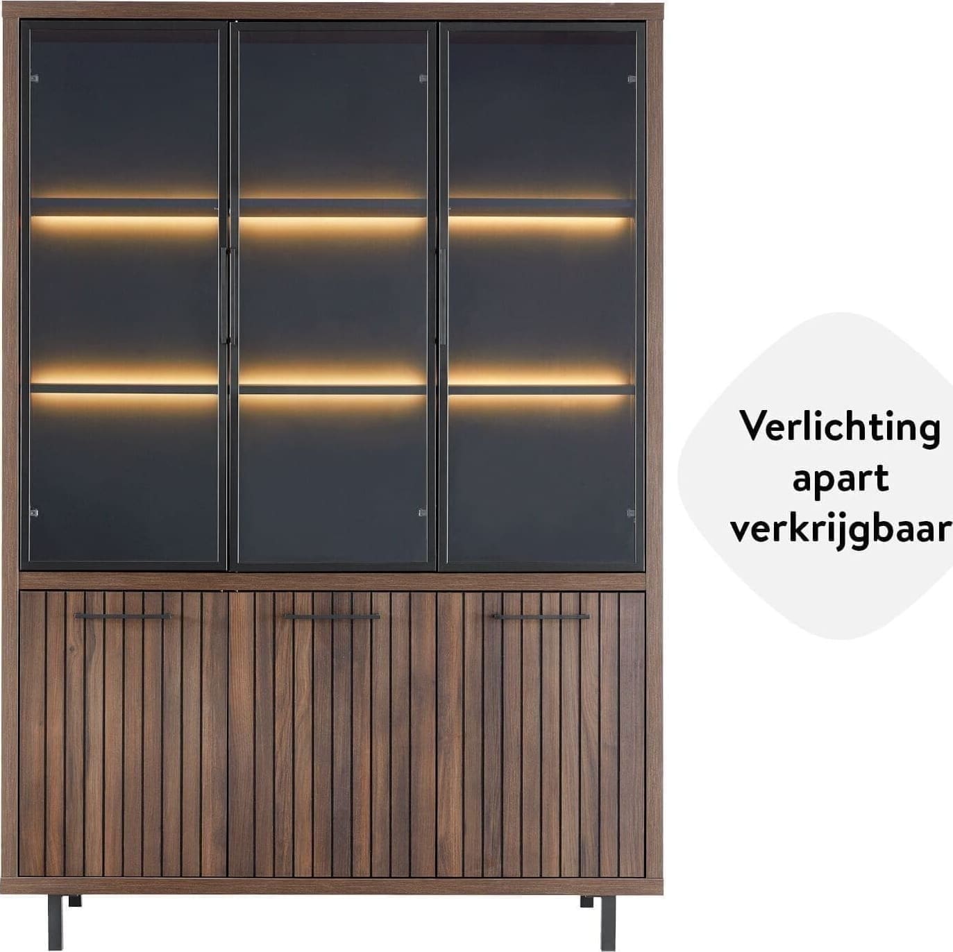 Vitrinekast Tenino 200x140x45 cm bruin - Afbeelding 2
