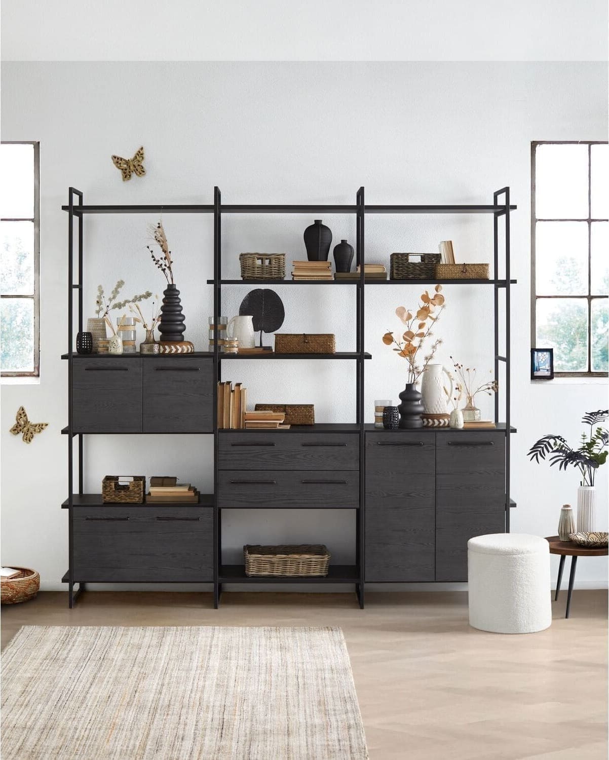 Wandkast Sistema 226x244x45 cm zwart opstelling 1 - Afbeelding 4