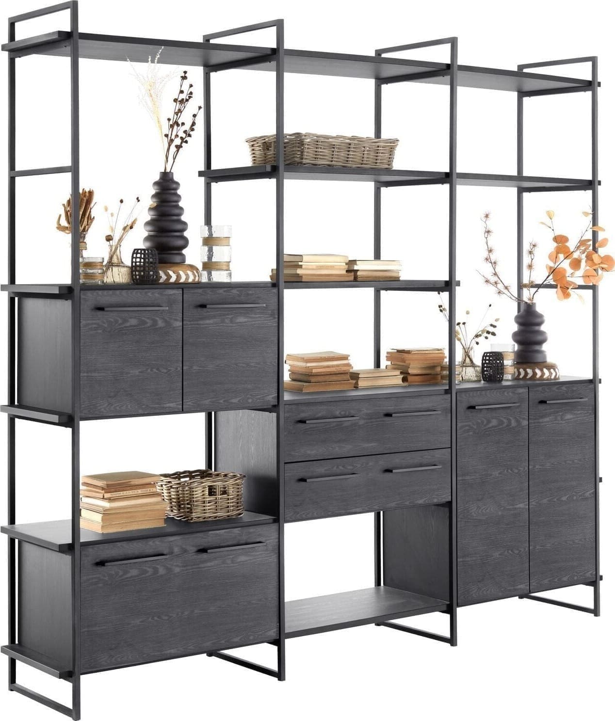 Wandkast Sistema 226x244x45 cm zwart opstelling 1 - Afbeelding 3