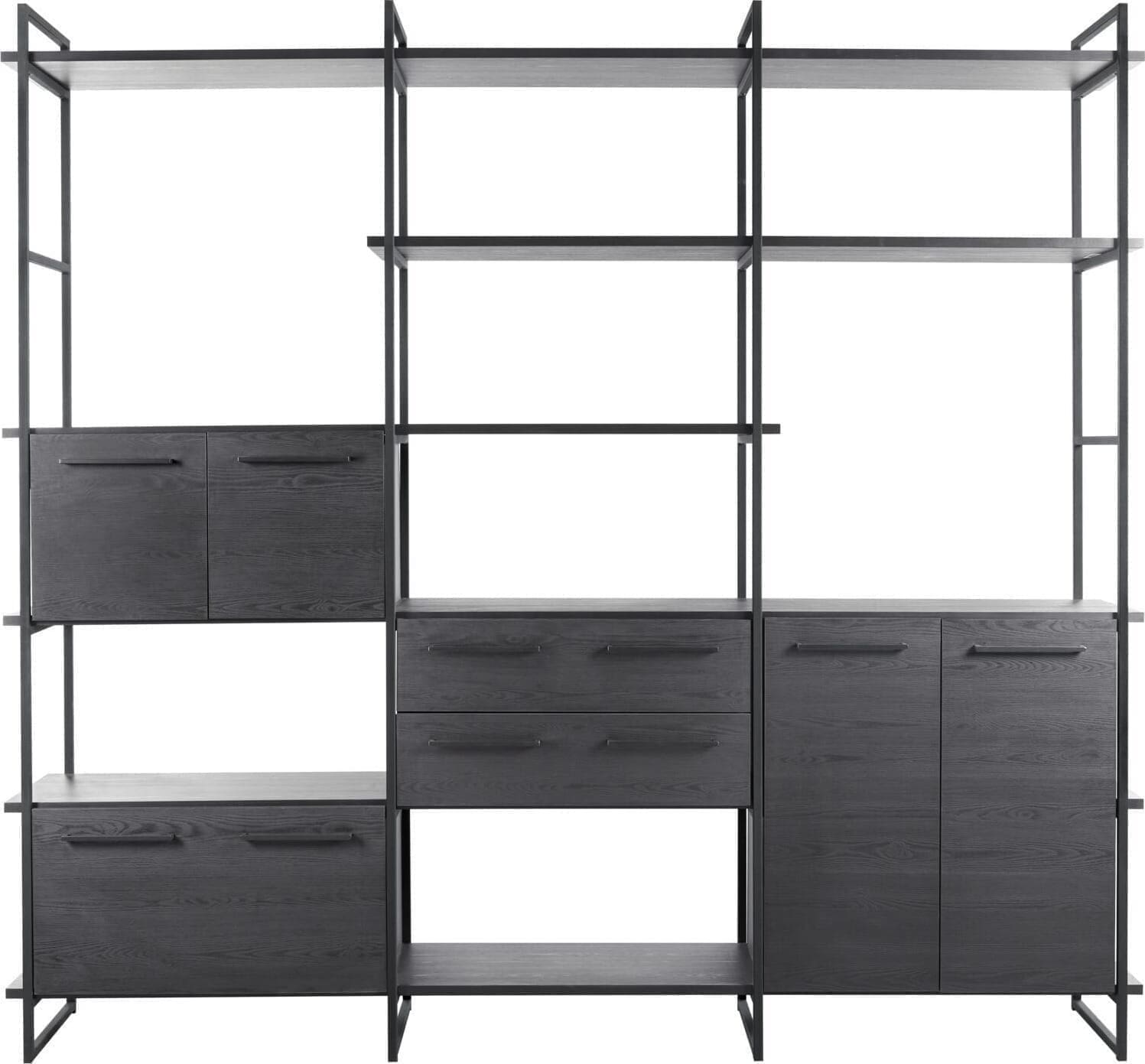 Wandkast Sistema 226x244x45 cm zwart opstelling 1 - Afbeelding 2