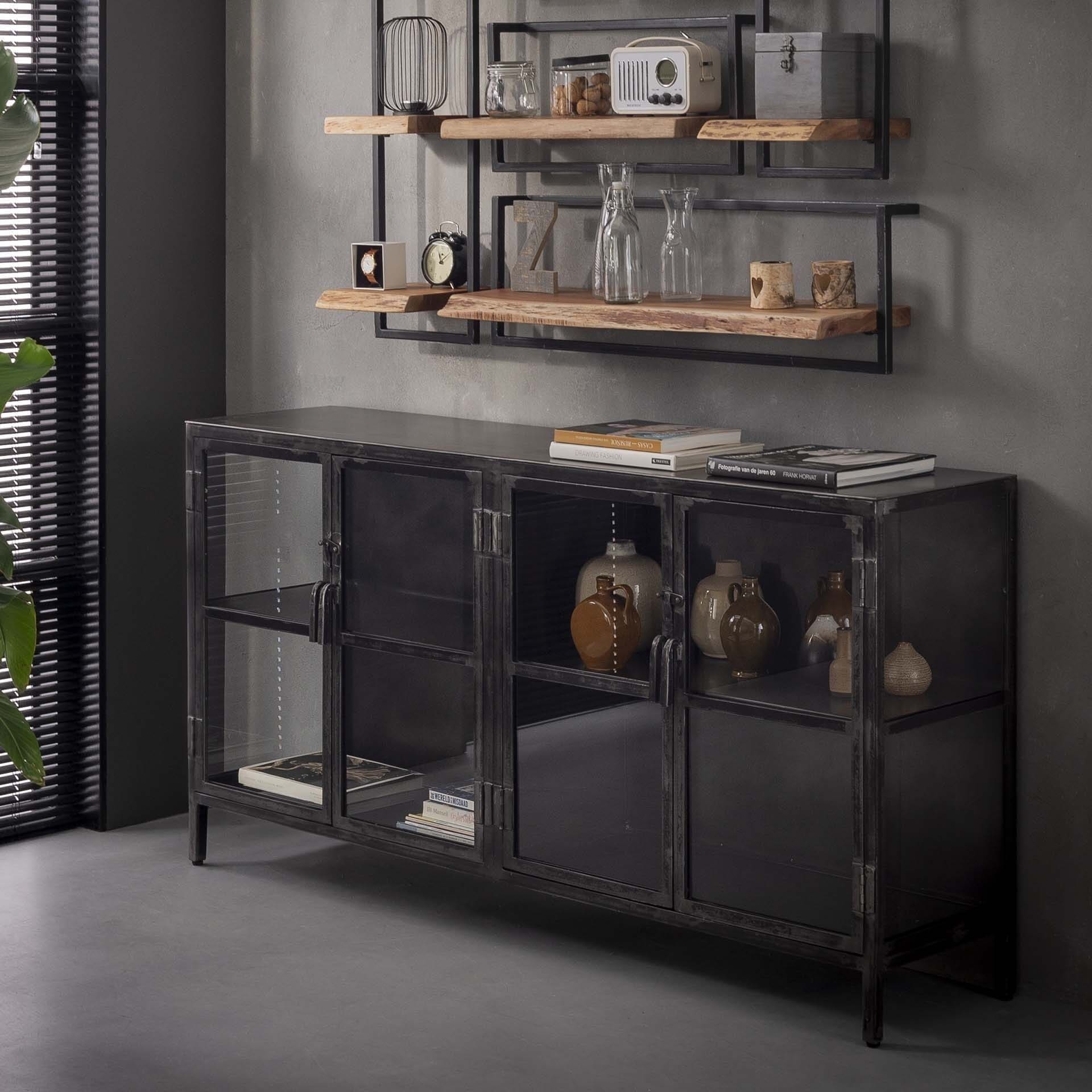 Dressoir Rift Metal 4 Deuren - Gun Metal Bullcraft Dressoir 5861/44G