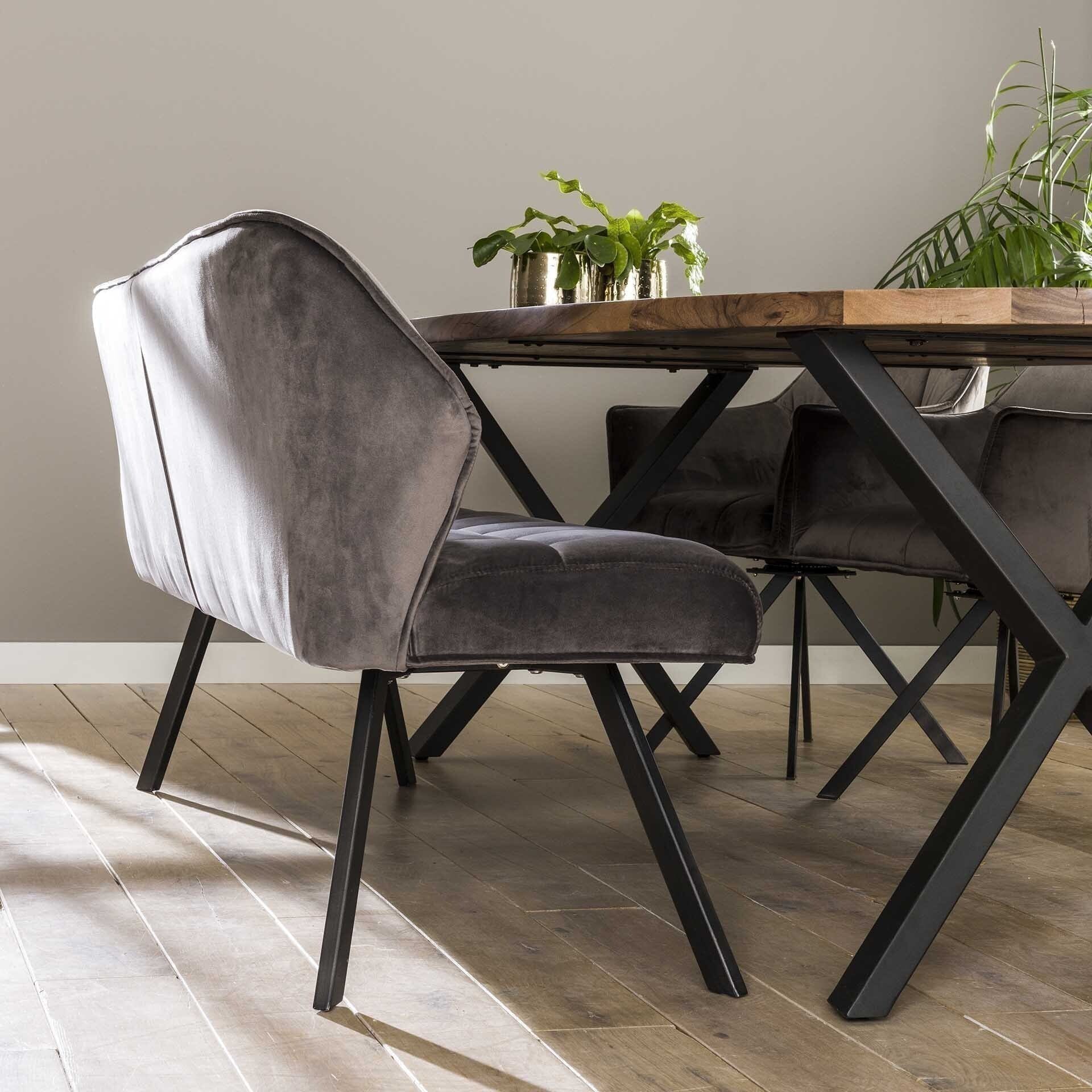 Eetkamerbank Raster - Antraciet Velours Bullcraft Eetkamerbank 4955/45V
