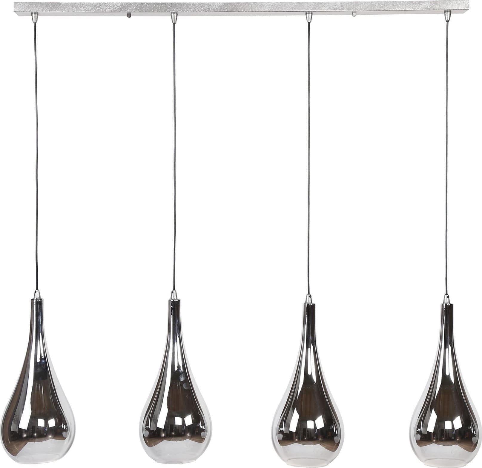 Hanglamp 4L Silver Drop Glass - Chromed Glas Bullcraft Hanglamp 8308/39C