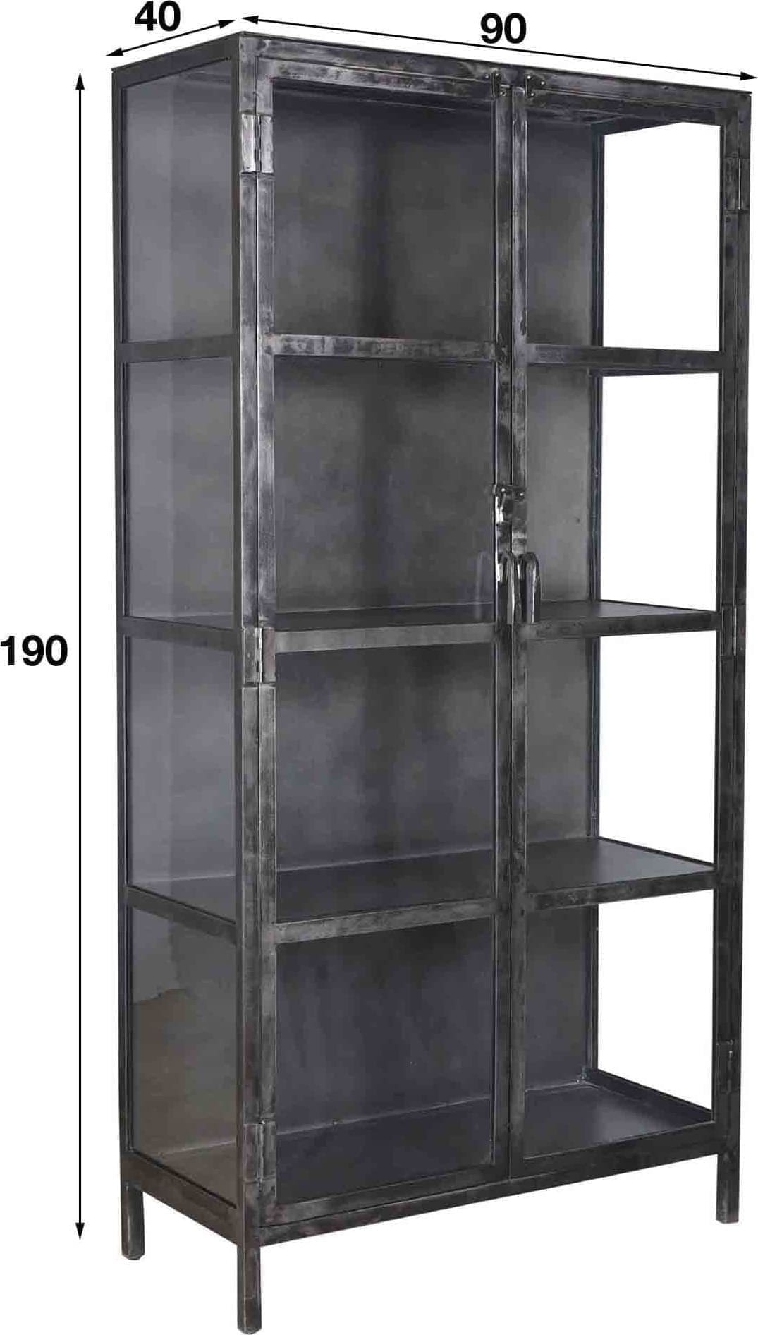 Vitrinekast Rift Metal 2 Deuren - Gun Metal Bullcraft Vitrinekast 5863/44G