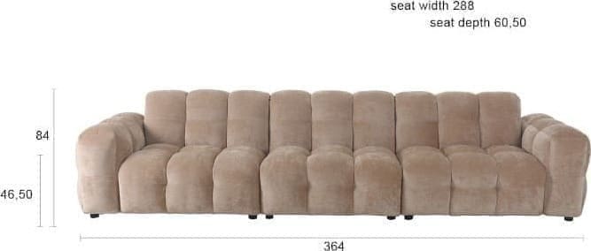Bank Hackman 4,5-zitsbank Velours Beige - Afbeelding 9